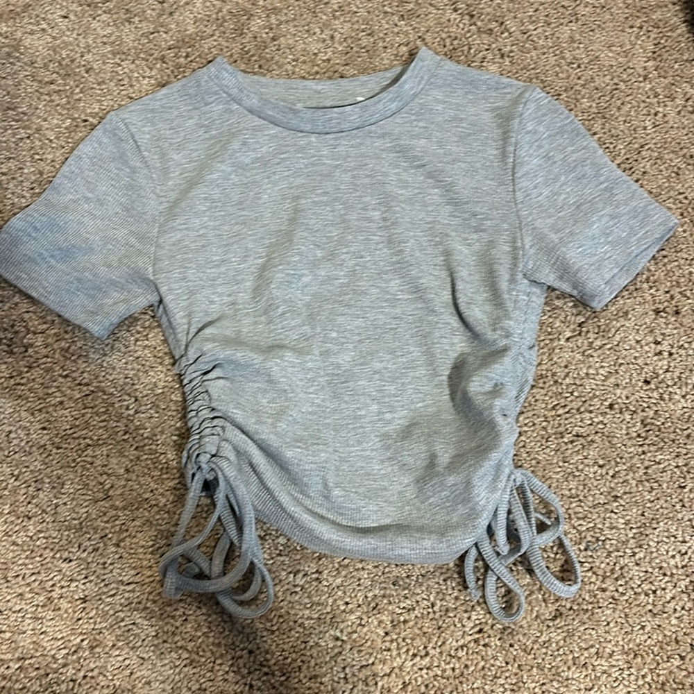 francescas grey tie-up top